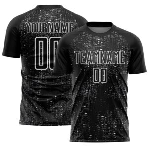 Custom Black Steel Gray-White France Speckle Sublimation Soccer Uniform Jersey